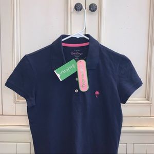 Lilly Pulitzer NWT Navy TransDry Polo 💫 size S